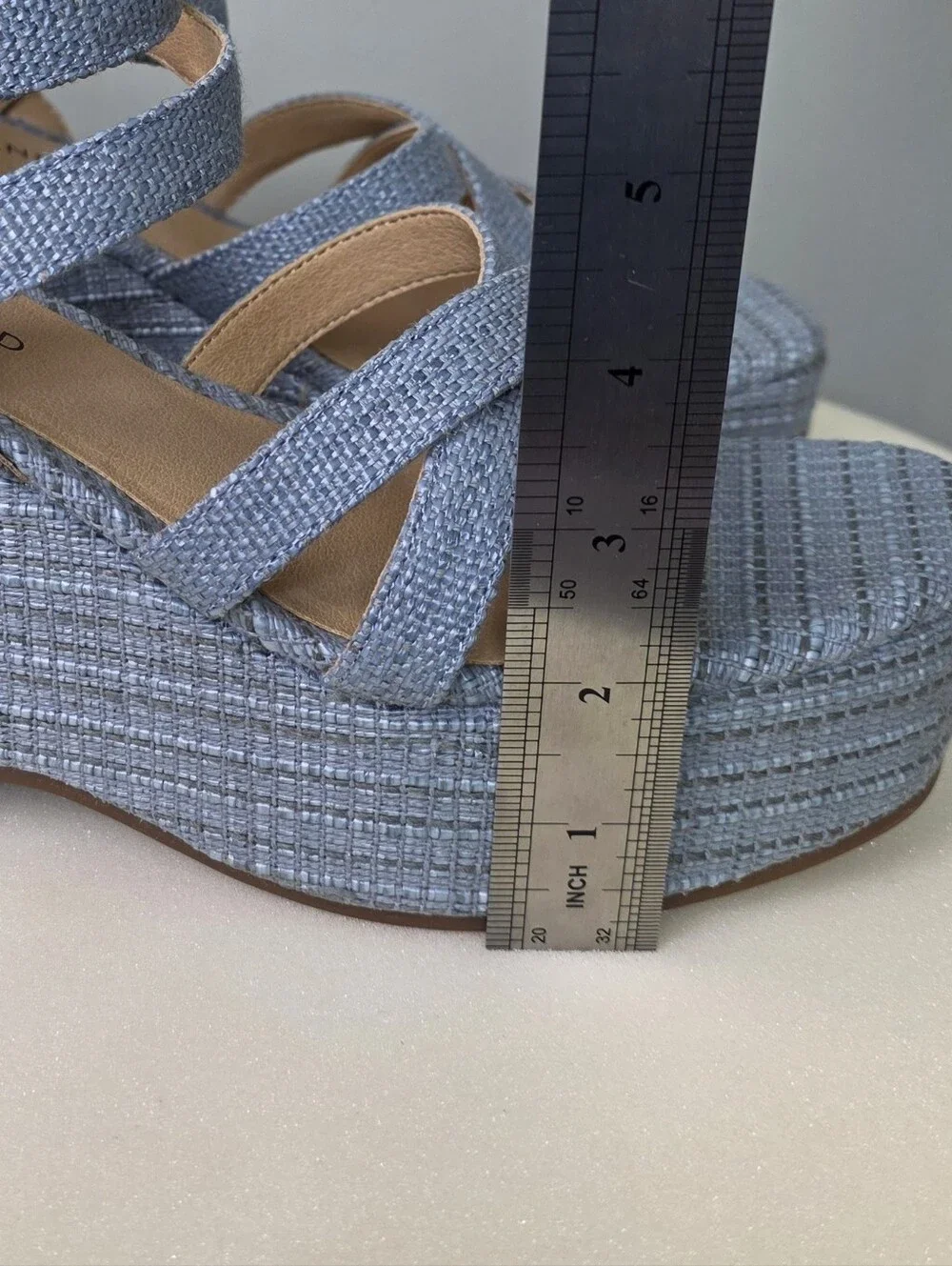 Lucky Brand LK-Carlisha Gray Blue Lead Vada Woven Platform Wedge Sandals 7.5 NIB